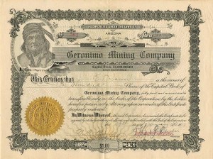 Geronimo Mining Co. - Stock Certificate